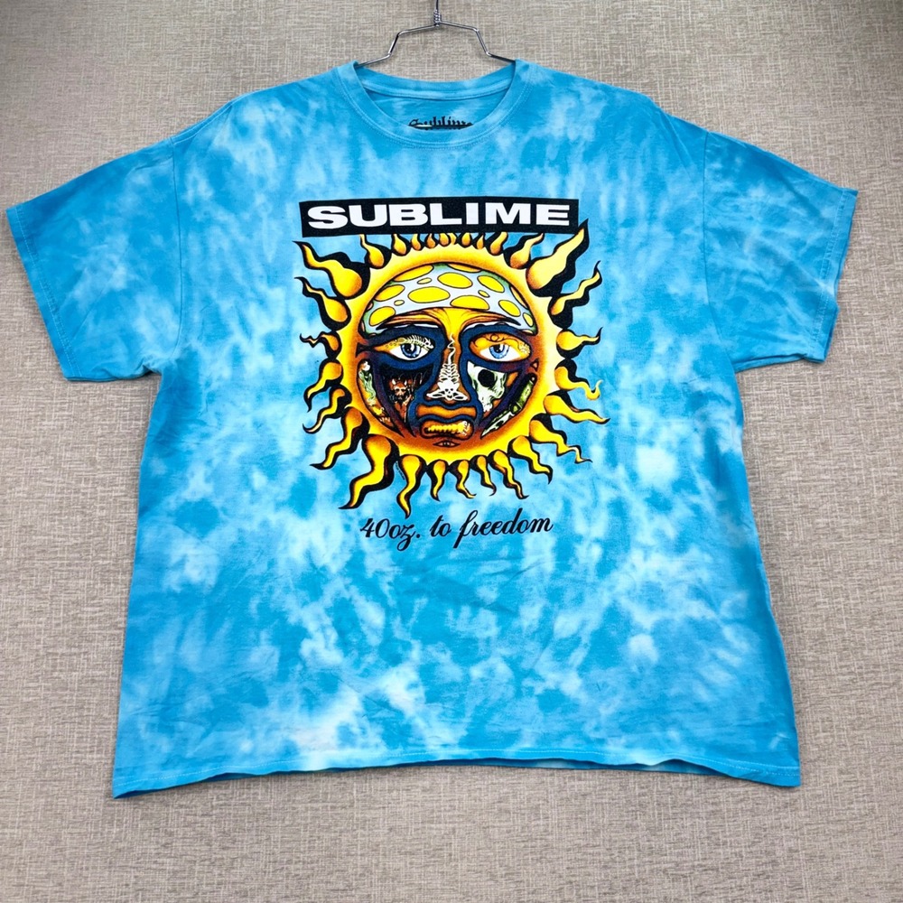 Sublime 40oz to Freedom Sun Graphic Tie Dye T-Shirt Mens XL Blue White